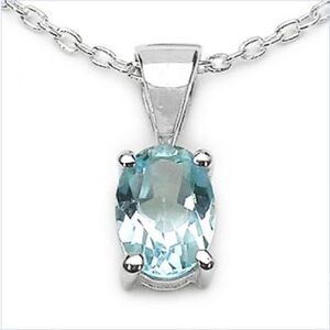 Gorgeous Womens Sterling Silver 1 CTW Swiss Blue Topaz 18 Inch Designer Necklace